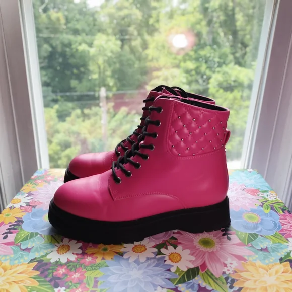 Sonoma Goods For Life Pink Fucsia Lace-Up Ankle Big Girl Boots - Picture 4 of 7